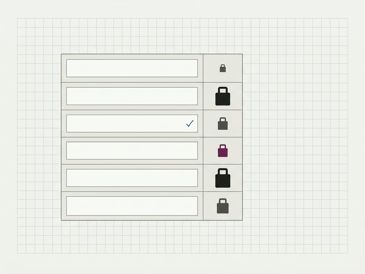 A rubric table of criteria rows, each with a blank label bar and a weight of a different size, one weight highlighted